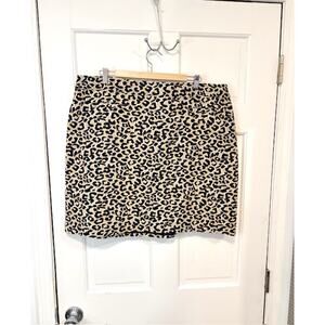 Talbots Leopard Print Pencil Skirt Womens Sz 20W Tan Navy Plus Size Office Wear